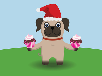 Xmas Pugg cake character design christmas dog gift hat illiustration pugg santa hat secret santa xmas