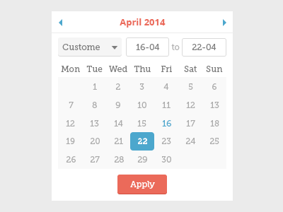 Clean Flat Datepicker for CRM blue crm datepicker filter flat picker red ui widget