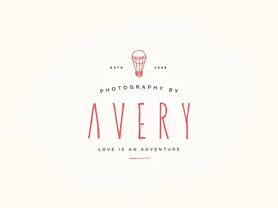 Avery Logo V2 avery branding hand drawn hot air balloon illustration jasmine ellesse jasminellesse logo photographer uppercase