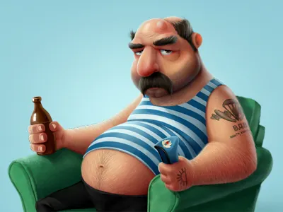 Paratrooper cartoon character kuryatnikov man old paratrooper