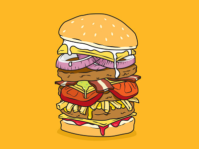 Dribble art burger food graphics illustration poster print