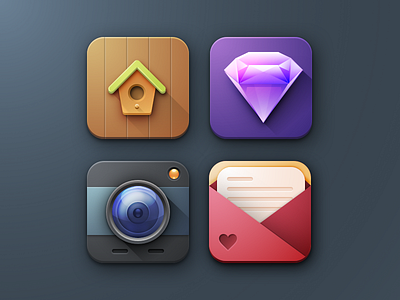 Sketch icon set 3d birdhouse camera colorful diamond icons mail sketch