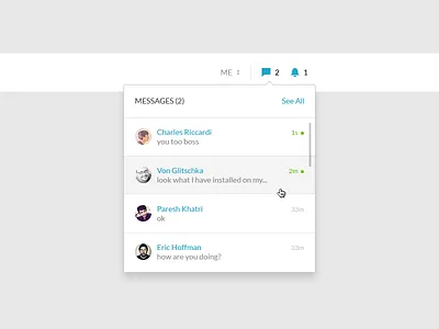 Messages (2) inbox preview ui web