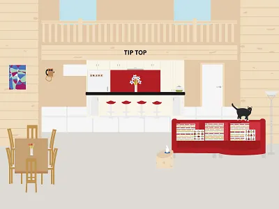 Tip Top Interior 2d cat design flat furniture house illustration interior