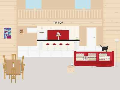 Tip Top Interior 2d cat design flat furniture house illustration interior