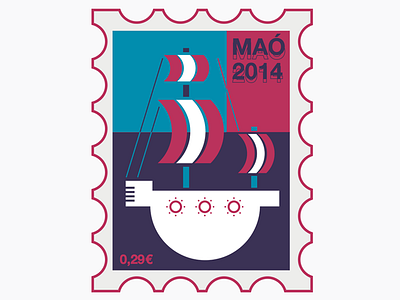 stamp barco illustration mao menorca sello ship stamp vector