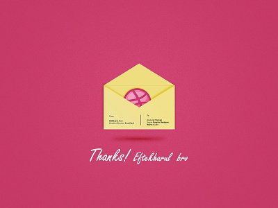 Thanks debut dribbble envelope thanks
