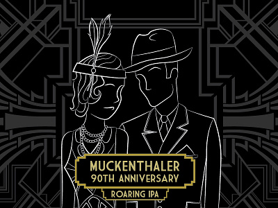 Roaring IPA Beer Label Design 1920s 20s anniversary art deco beer label illustration roaring 20s