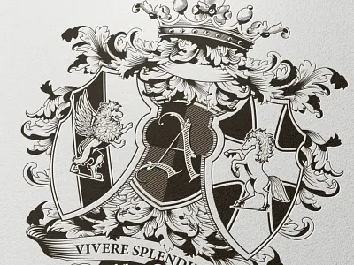 crest crest crown engraving horse lion