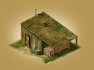 Woodcutter building game house isometric woodcutter