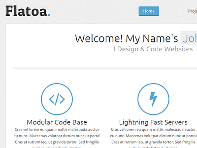 Flatoa - Portfolio Template (Responsive) blue design grey icons light template theme typography ubuntu web web design website