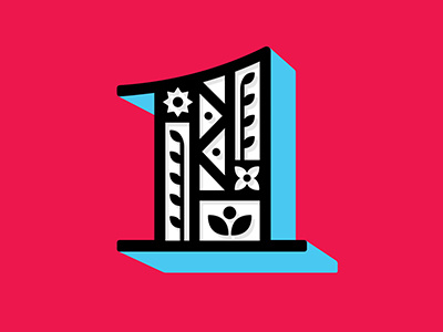 Typefight Number 1 1 black blue floral one pink spring typefight