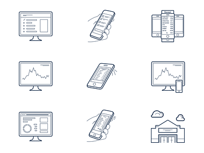 InfoScout.co Iconography corp design icon icon set iconography illustration illustrations line work web web design