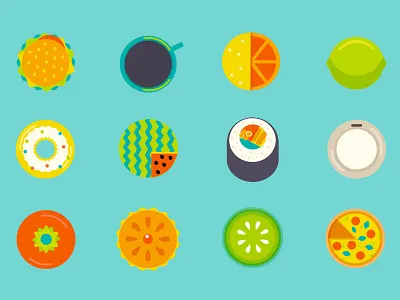 fOOOOOOd burger coffee food fruit icons pizza watermelon