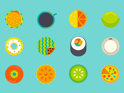 fOOOOOOd burger coffee food fruit icons pizza watermelon