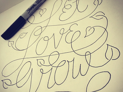 Let Love Grow hand lettered leaf leaves let love grow lettering love script sketch spring swash typography