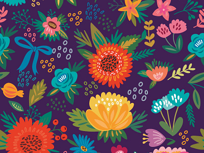 Seamless Pattern_Russian chintz bright flat flower hame marushabelle pattern sweet