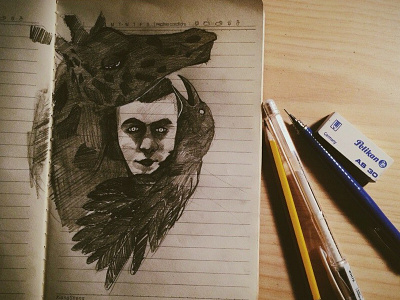 Animal art bird boy draw face guy man sketch
