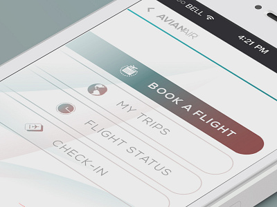 AvianAir Mobile Application airlines gradients light user interface