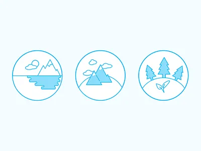 Landscapes circle illustration lake landscapes mountain park set vector