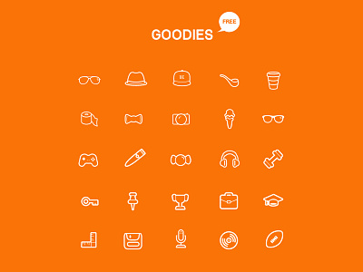 Goodies Icon Set adobe adobe photoshop download vector icons flat freebie goodies icons illustrator stroke icons sunglasses