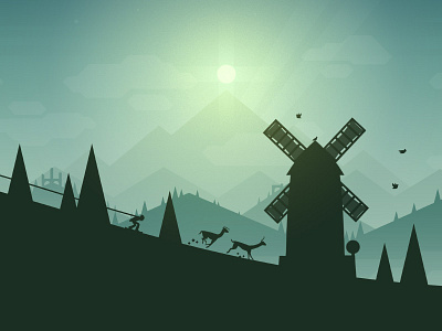 Introducing Alto's Adventure! birds game ios llamas mountain snowboard sun trees windmill