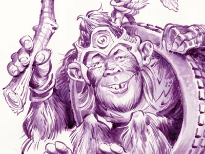 Mad Flash Grodd Original Inks brush and ink cover art