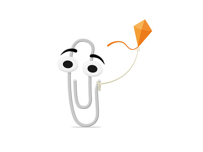 Clippy clip clippy desk fly help illustration kite microsoft office retro