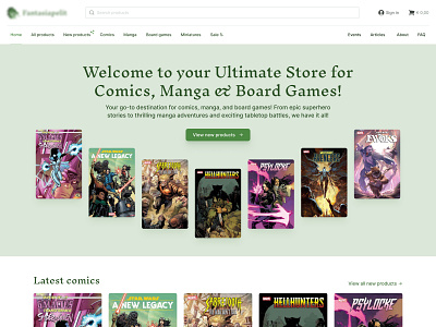 Comic book webshop redesign comic book games manga redesign store webshop