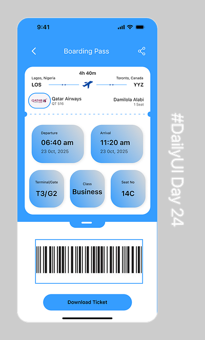 Boarding Ticket #DailyUI day 24 dailyui design figma graphic design typography ui ux