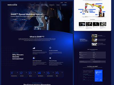 Dark Themed Landing Page Concept dark gradients homepage landing page robot robotics technology ui ux web design wordpress