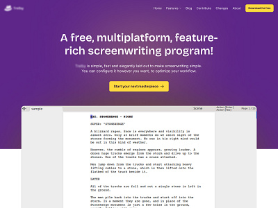 Screenwriting tool - homepage redesign hero homepage landingpage redesign