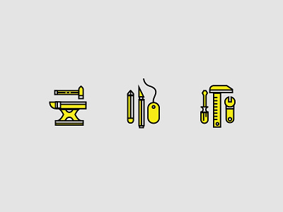 Tools anvil icons thick lines tools