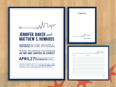 Chicago themed Wedding Invitation chicago wedding invitation