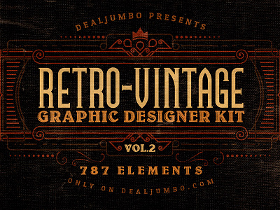 Retro/Vintage Graphic Designer Kit v.2 badge bundle custom font deal dealjumbo font retro sale shapes typography vector vintage