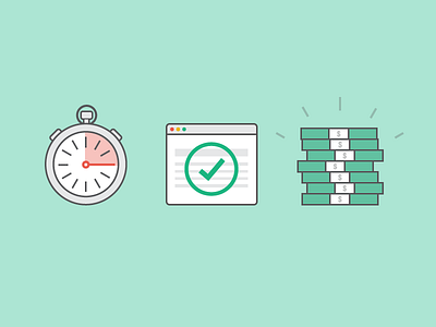 Process Illustrations block browser cash check flat green illustration money outline stacks timer