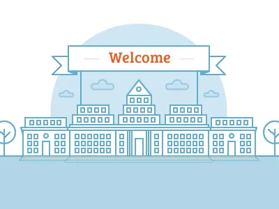 Welcome building blue building flat icon sky university