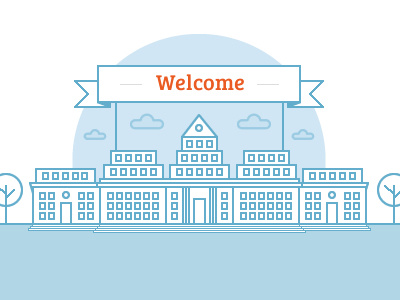 Welcome building blue building flat icon sky university