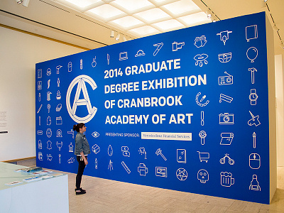 2014 Graduate Degree Exhibition art blue cranbrook icons installation line line art line icons museum vinyl wall