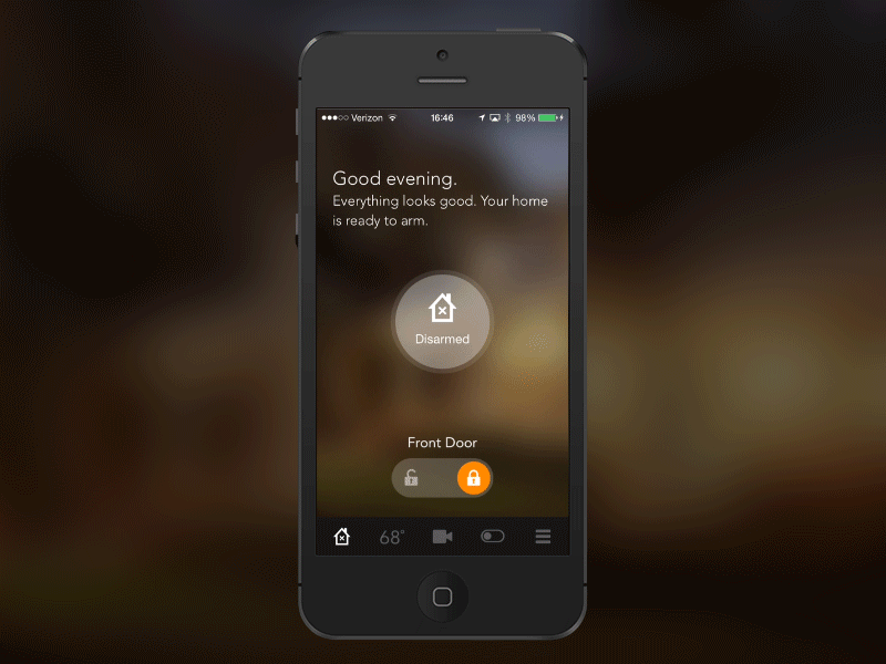Vivint Sky Arming Interaction app door locks home automation iphone safety security sky control vivint vivint sky widget