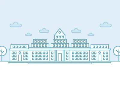 University building cloud icon orange pixel school tree university