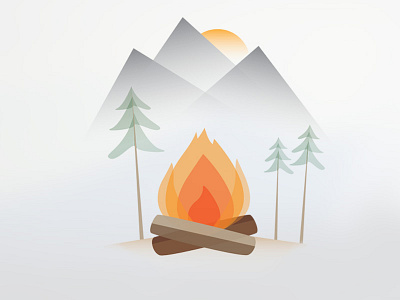 Wilderness Survival Illustration fire illustration mountains sun survival trees wilderness