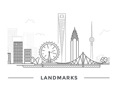 Landmarks berlin bridge building chrysler eye istanbul landmark line london shanghai