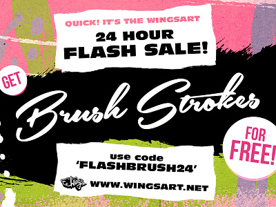 24 hour Flash Sale - Get Brush Strokes Free creative design digital art download free illustration offer sale textures tools vector wingsart