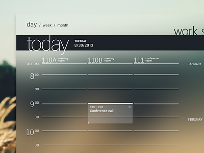 Scheduler Concept calendar interface meetings schedule scheduler simple task to do translucent transparent web app work
