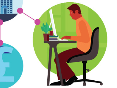 Connected connect desk illustration office people student work