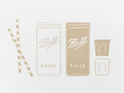 Drinks! ball century cup glass illustration mason mid midcentury shot straw summer vintage
