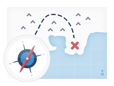 Explore compass illustration map mountains ocean treasure