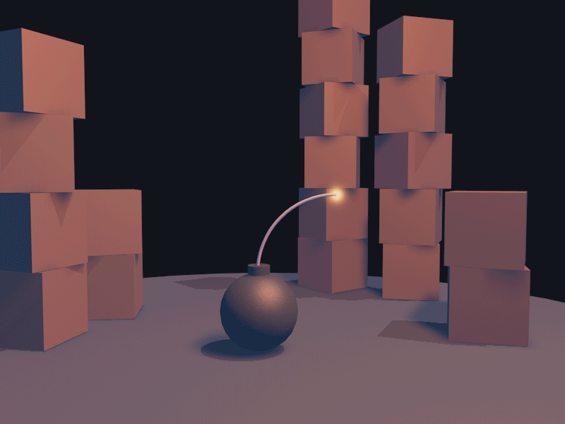 b-b-b-bomb 3d animation bomb c4d gif particles practice