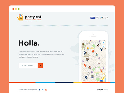 PartyCat coming soon page app cat colorful ios iphone landing minimal party